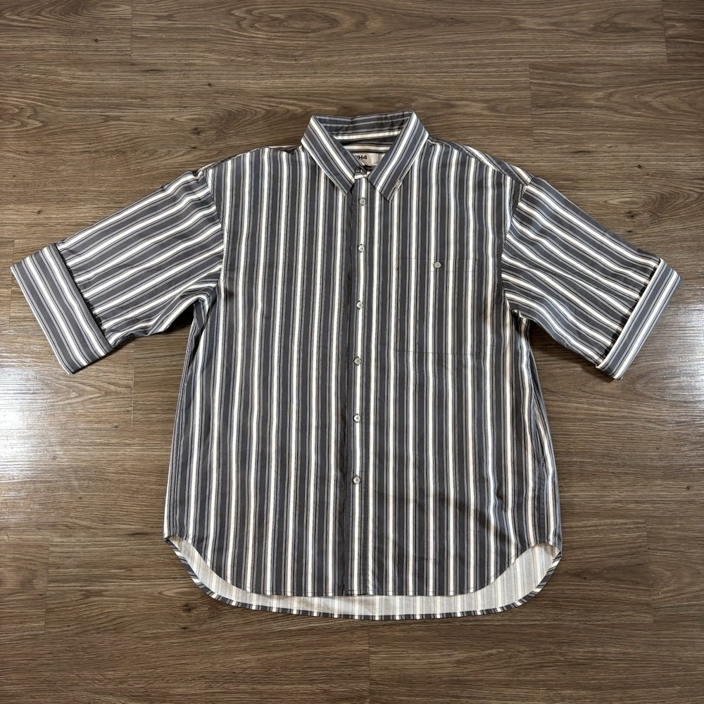 C2H4 Black & White Corbusian Fold-Over Shirt Men's Size Medium Designer